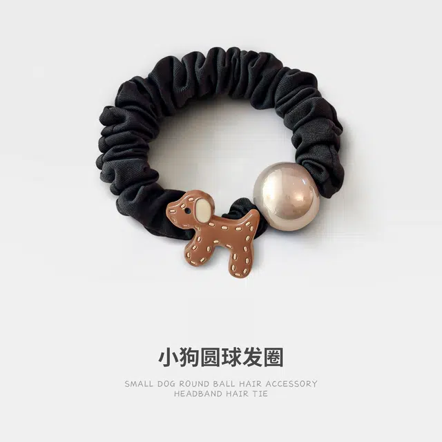 蒙妮 卡通小狗 布艺 发圈 女款