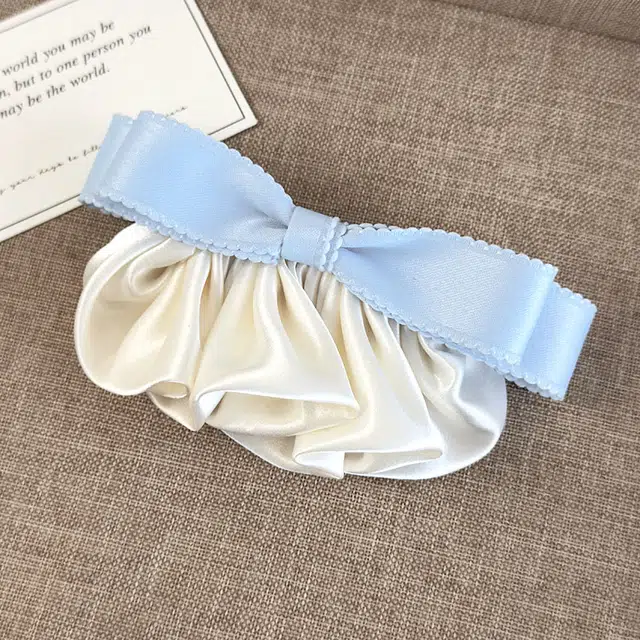 蒙妮 缎面蝴蝶结褶皱侧边夹 涤纶 发夹 女款
