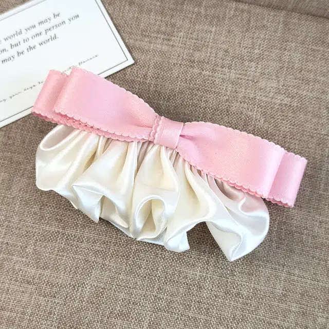 蒙妮 缎面蝴蝶结褶皱侧边夹 涤纶 发夹 女款