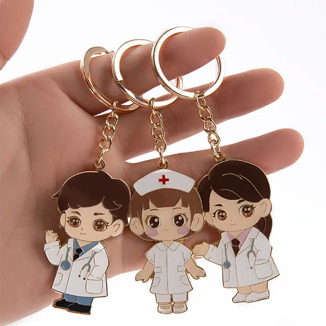 蜀黍家 医生护士 卡通背包挂饰挂件 原创形象圈 锌合金 钥匙扣 男女同款情侣款