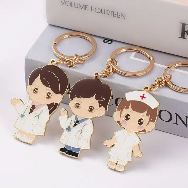 蜀黍家 医生护士 卡通背包挂饰挂件 原创形象圈 锌合金 钥匙扣 男女同款情侣款