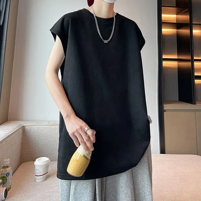 袋鼠 高街纯色立体剪裁设计美式韩版潮牌解构极简宽松街头休闲百搭时尚背心 男女同款