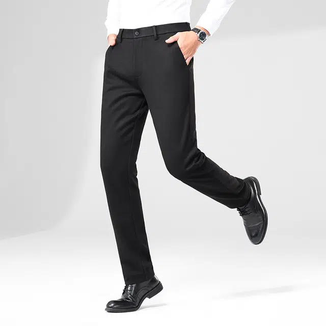 袋鼠 都市经典款复古简约基础款职业正装直筒秋冬重感微弹力磨毛面料通勤修身百搭休闲西装裤 男女同款