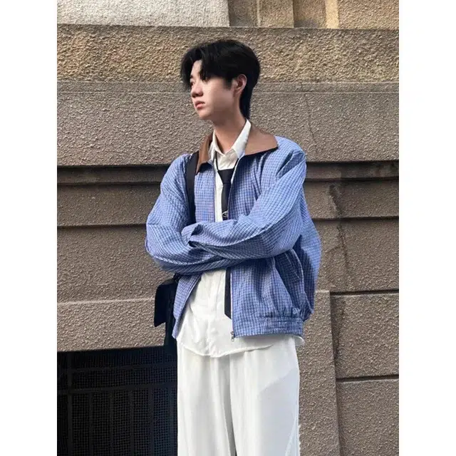 袋鼠 复古撞色拼接翻领夹克外套 男女同款