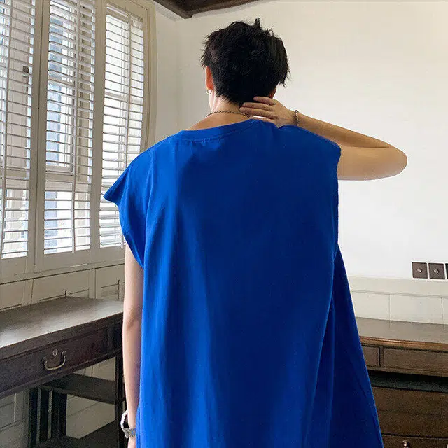 袋鼠 高街纯色坎肩立体剪裁设计美式潮牌极简宽松街头通勤休闲百搭清爽透气背心 男女同款