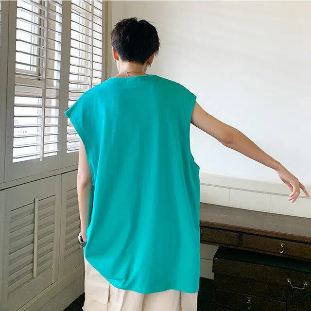 袋鼠 高街纯色坎肩立体剪裁设计美式潮牌极简宽松街头通勤休闲百搭清爽透气背心 男女同款