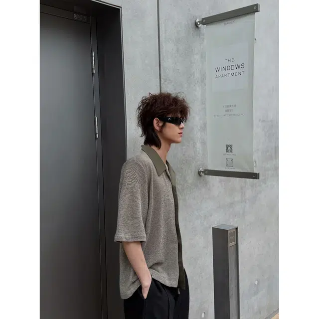 袋鼠 复古拼接撞色纹理设计日系美式韩版潮牌解构极简宽松创意设计感街头通勤休闲百搭时尚清爽透气短袖衬衫 男女同款