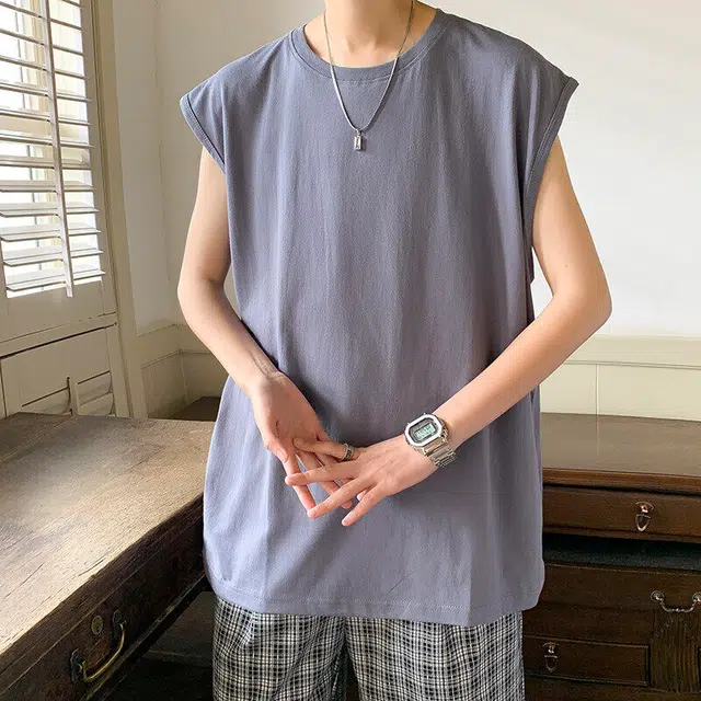袋鼠 高街纯色坎肩立体剪裁设计美式潮牌极简宽松街头通勤休闲百搭清爽透气背心 男女同款