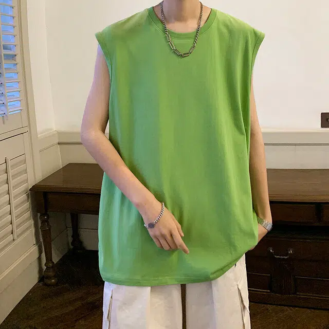 袋鼠 高街纯色坎肩立体剪裁设计美式潮牌极简宽松街头通勤休闲百搭清爽透气背心 男女同款