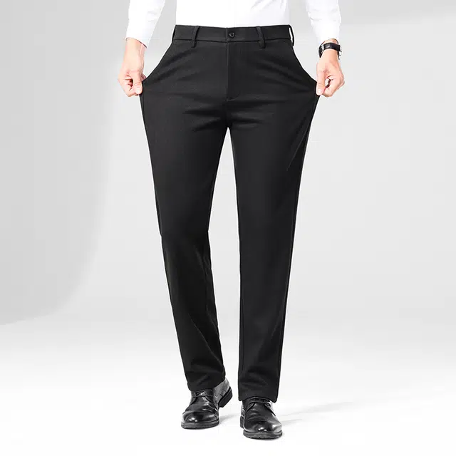 袋鼠 都市经典款复古简约基础款职业正装直筒秋冬重感微弹力磨毛面料通勤修身百搭休闲西装裤 男女同款