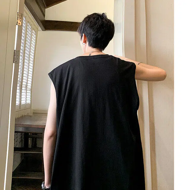 袋鼠 高街纯色坎肩立体剪裁设计美式潮牌极简宽松街头通勤休闲百搭清爽透气背心 男女同款