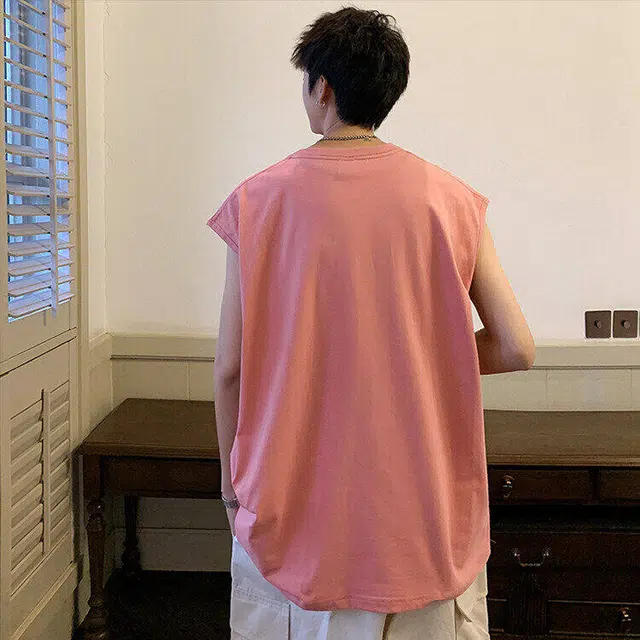 袋鼠 高街纯色坎肩立体剪裁设计美式潮牌极简宽松街头通勤休闲百搭清爽透气背心 男女同款