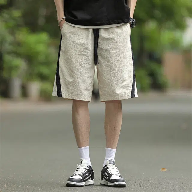 兰缪 美式复古基础款日常通勤舒适透气户外运动宽松休闲短裤 男女同款