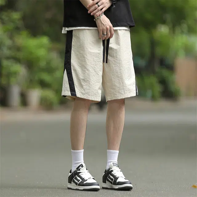 兰缪 美式复古基础款日常通勤舒适透气户外运动宽松休闲短裤 男女同款