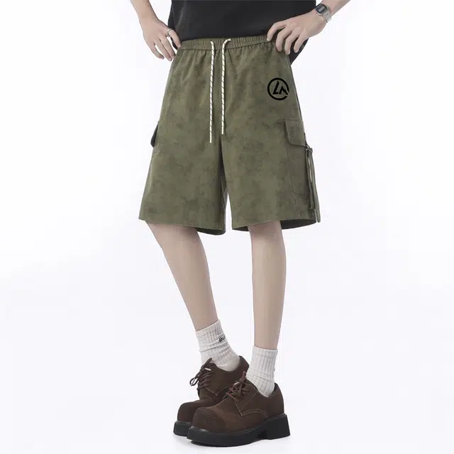 兰缪 美式户外日常复古透气舒适运动印花设计百搭通勤宽松休闲短裤 男女同款