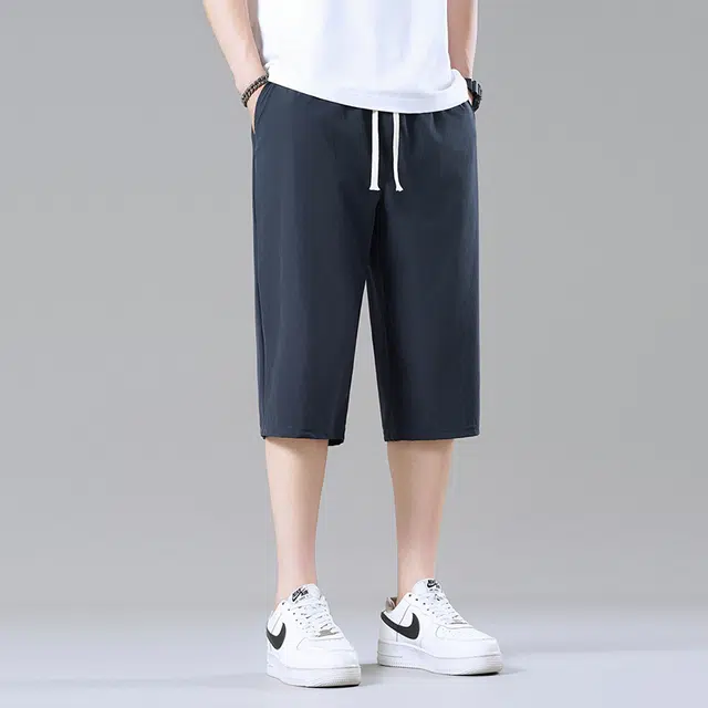 兰缪 美式日系复古高街简约设计基础款印花日常户外潮流运动通勤山系宽松清爽透气柔软百搭垂感直筒系带休闲短裤 男女同款