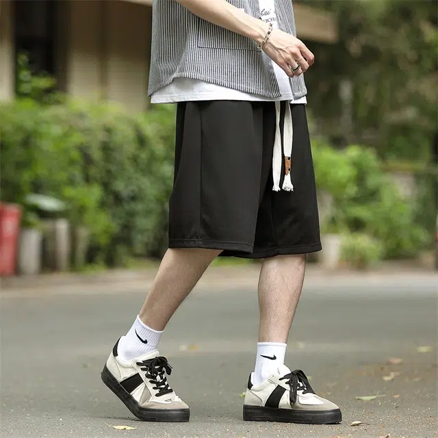 兰缪 日系通勤舒适透气亲肤柔软美式复古户外百搭运动休闲短裤 男女同款