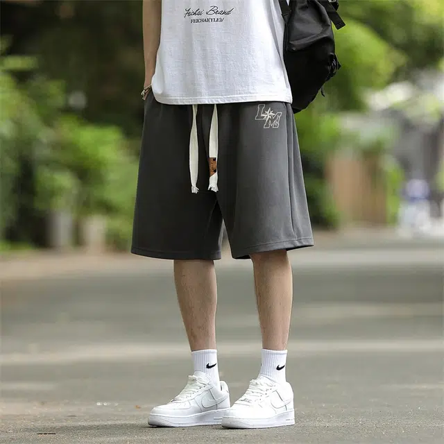 兰缪 日系通勤舒适透气亲肤柔软美式复古户外百搭运动休闲短裤 男女同款
