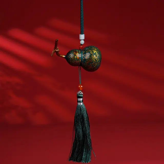 鳯享好禮 凤享好礼禄葫芦生漆 新中式转运守护葫芦中国风特色 大漆 车挂 男女同款情侣款 大漆