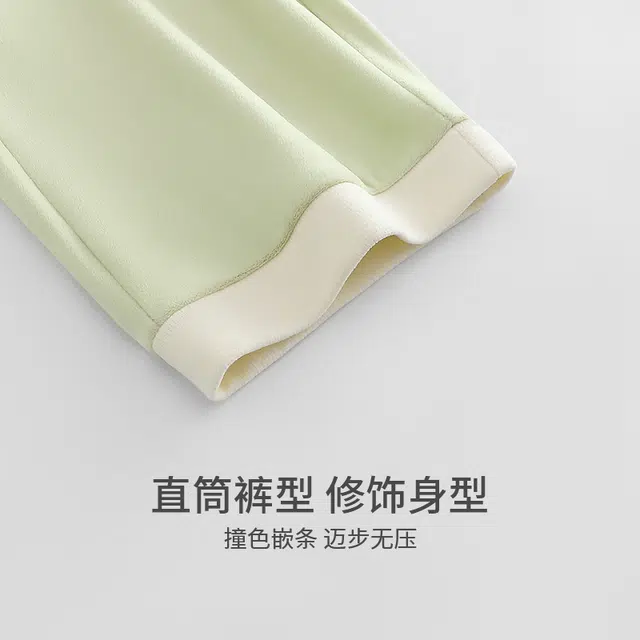 都市丽人 纯色套头圆领简约休闲柔软舒适亲肤透气吸湿排汗蓄热锁温长袖长裤家居服睡衣套装 女款 图片色