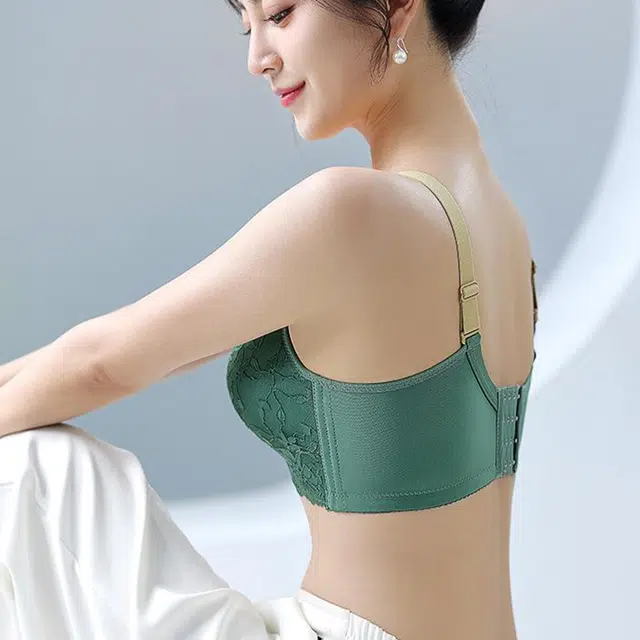 都市丽人 法式复古蕾丝 纯欲风性感无钢圈小胸聚拢收副乳无痕调整型防下垂胸罩裹胸舒适透气轻盈亲肤高级感显大提拉上托蝴蝶结文胸 女款