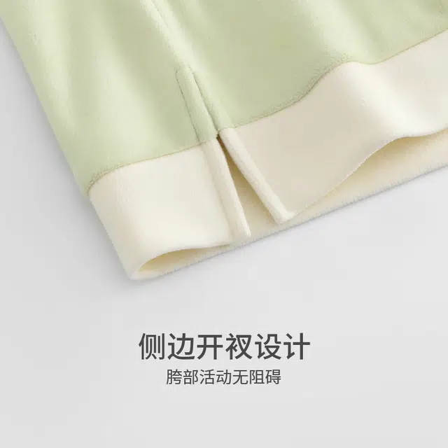都市丽人 纯色套头圆领简约休闲柔软舒适亲肤透气吸湿排汗蓄热锁温长袖长裤家居服睡衣套装 女款 图片色