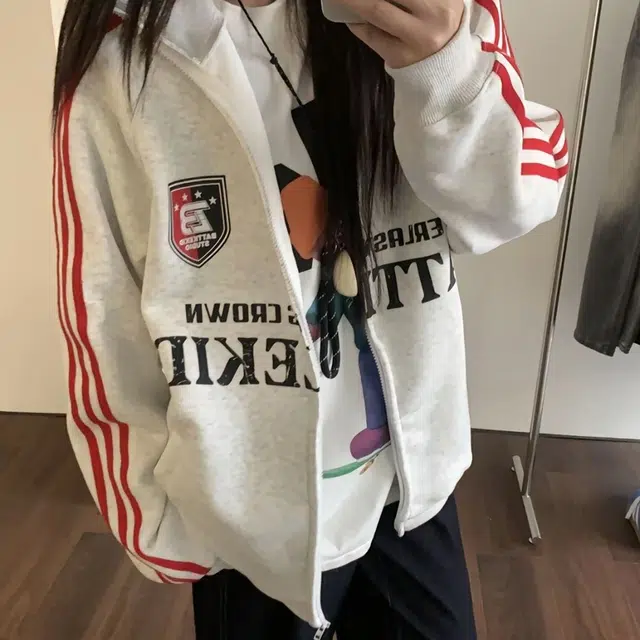 玉儿恋 字母印花美式街头百搭拉链开衫长袖卫衣 女款