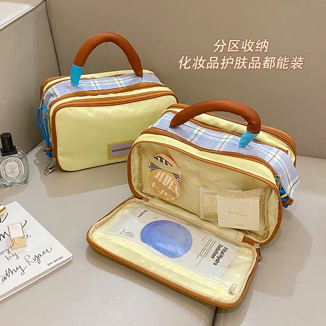 艾情草之恋多巴胺大容量高颜值旅行便携式分区收纳护肤品手提洗漱包 化妆包 防尘收纳便携
