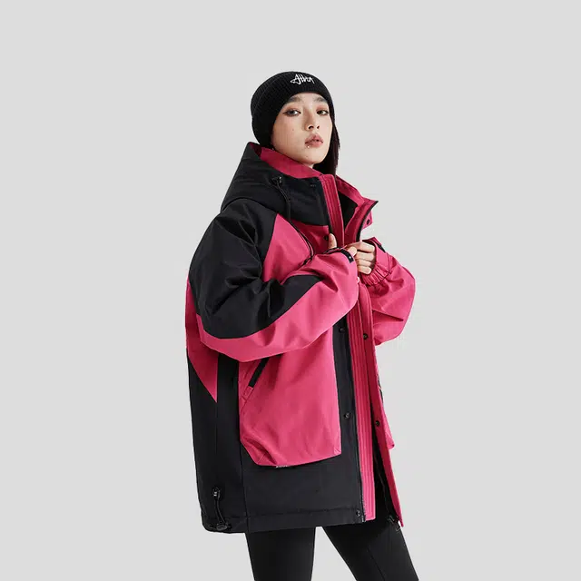 【dme】 户外山系工装拼色连帽防风防水羽绒服 男女同款