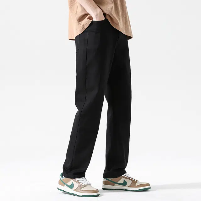 【dme】 美式高街风时尚纯色微弹舒适百搭牛仔裤 男女同款 黑色