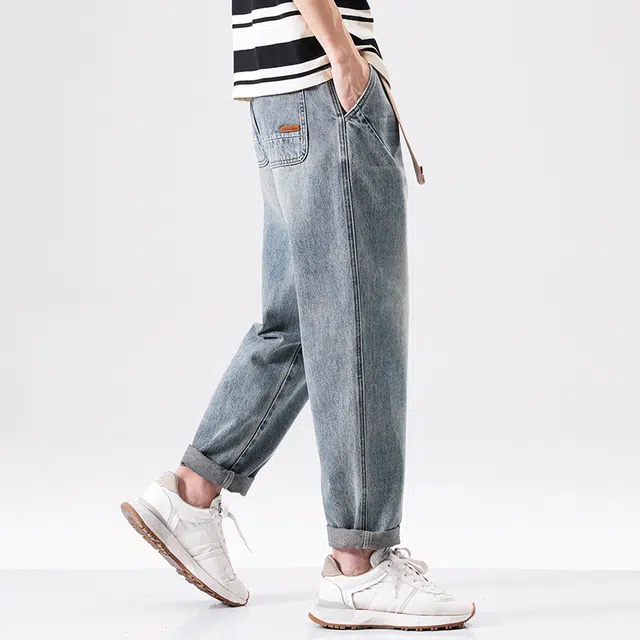 【dme】 复古宽松直筒户外日常通勤百搭牛仔裤 男款 浅蓝色