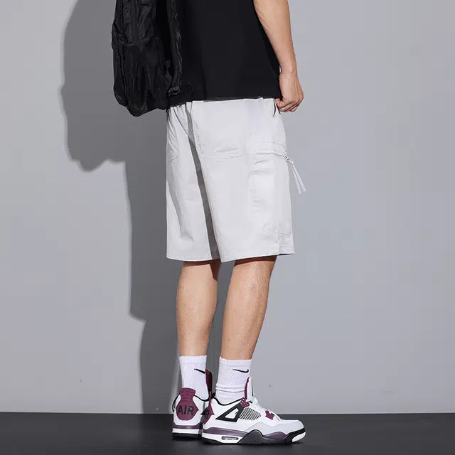 【dme】 美式户外纯色宽松多袋设计日常通勤舒适直筒五分工装休闲短裤 男女同款
