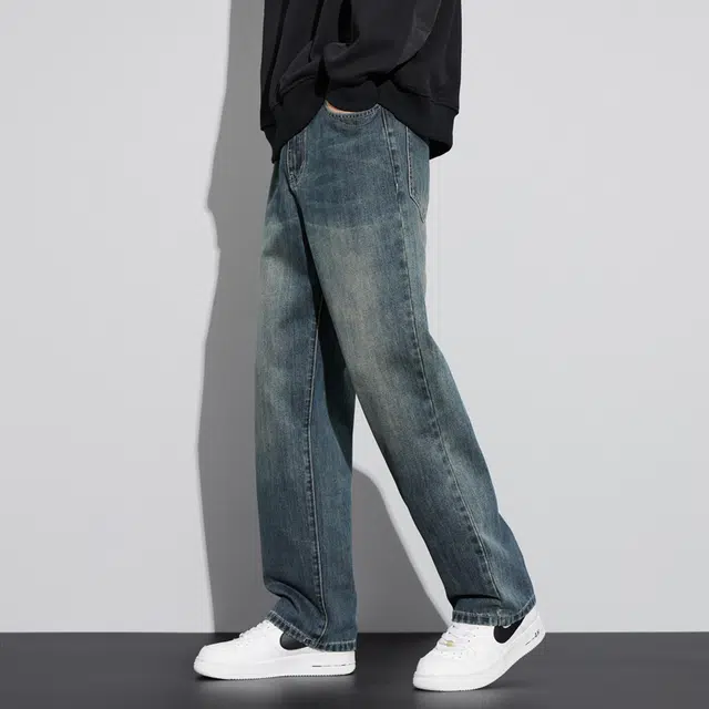 【dme】 美式时尚百搭基础款宽松阔腿牛仔裤 男款 复古蓝
