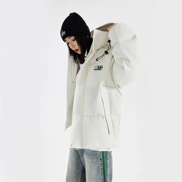 【dme】 美式连帽纯色刺绣设计百搭羽绒服 男女同款