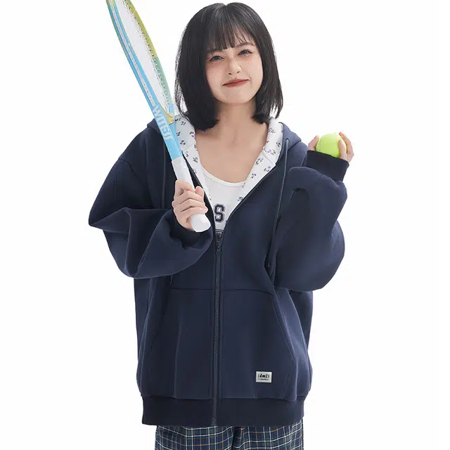 【dme】 时尚日常通勤百搭碎花拼接设计休闲开衫美式潮流宽松舒适连帽卫衣 男女同款