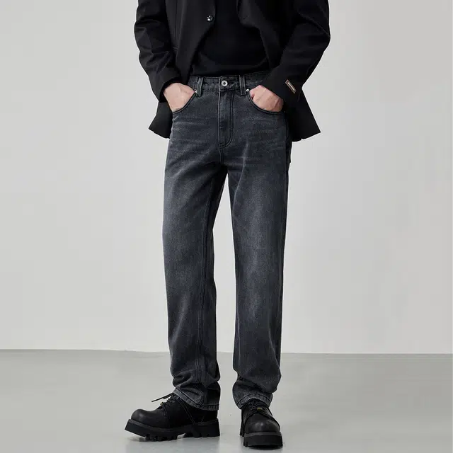 【dme】 美式复古宽松直筒微弹中腰舒适百搭牛仔裤 通用