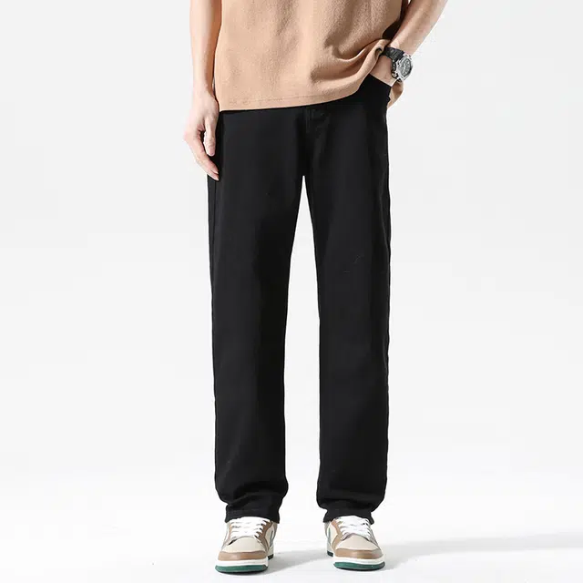 【dme】 美式高街风时尚纯色微弹舒适百搭牛仔裤 男女同款 黑色