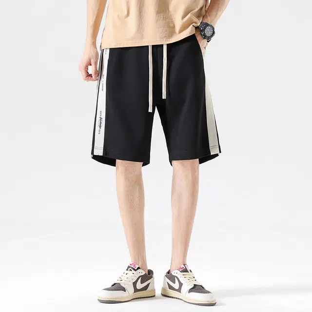 【dme】 侧边条纹直筒宽松日系百搭舒适五分休闲短裤 男款