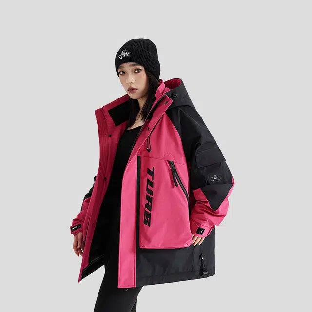 【dme】 户外山系工装拼色连帽防风防水羽绒服 男女同款