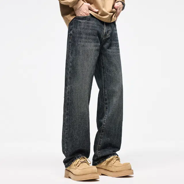 【dme】 时尚简约无弹宽松舒适百搭直筒牛仔裤 男女同款