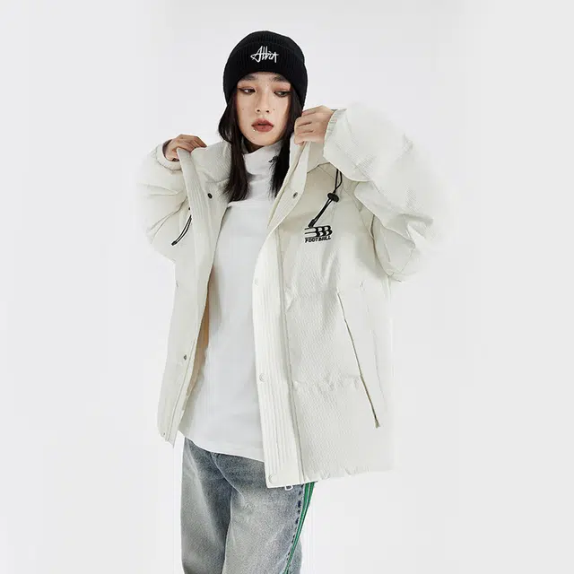 【dme】 美式连帽纯色刺绣设计百搭羽绒服 男女同款