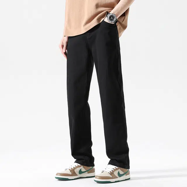 【dme】 美式高街风时尚纯色微弹舒适百搭牛仔裤 男女同款 黑色