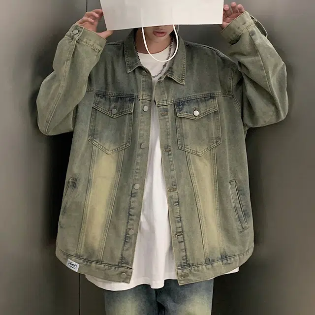 【dme】 美式高街复古水洗做旧宽松舒适夹克时尚潮流百搭翻领长袖牛仔外套 男女同款