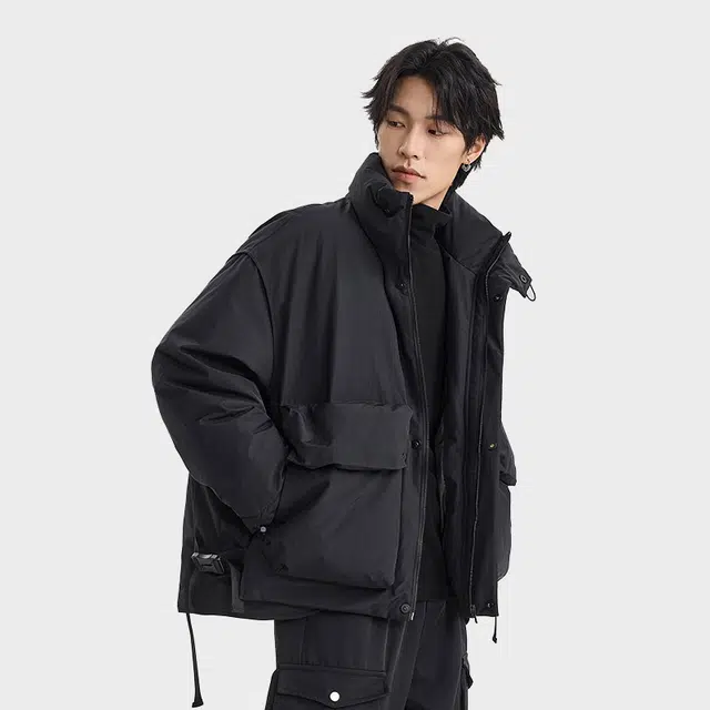 【dme】 日系刺绣设计立领户外工装羽绒服 男女同款
