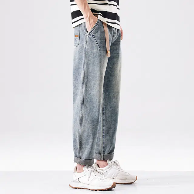 【dme】 复古宽松直筒户外日常通勤百搭牛仔裤 男款 浅蓝色