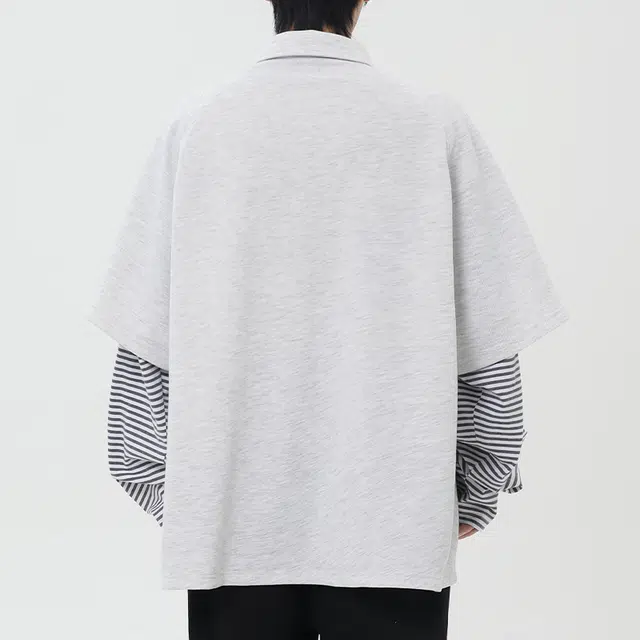 【dme】 日系简约翻领外穿拼接宽松休闲长袖上衣日常通勤舒适百搭假两件卫衣 男女同款