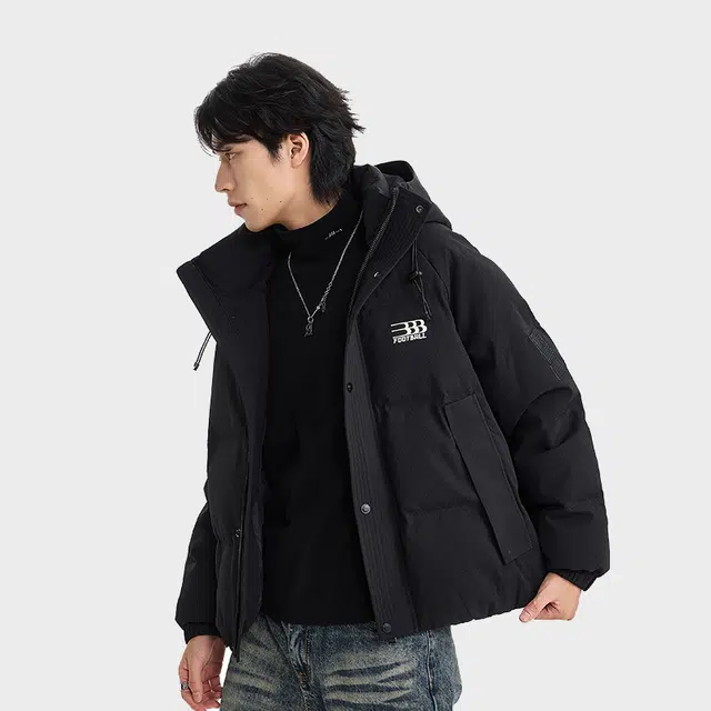 【dme】 美式连帽纯色刺绣设计百搭羽绒服 男女同款