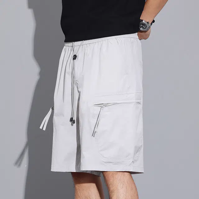 【dme】 美式户外纯色宽松多袋设计日常通勤舒适直筒五分工装休闲短裤 男女同款