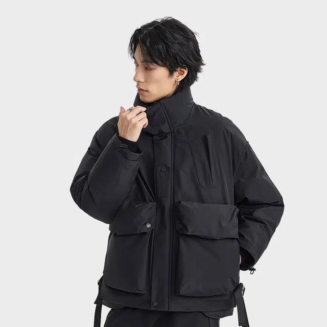 【dme】 日系刺绣设计立领户外工装羽绒服 男女同款