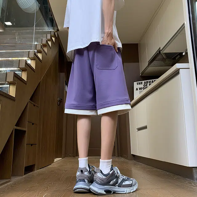 【dme】 美式宽松舒适简约百搭松紧腰五分系带休闲短裤 男女同款